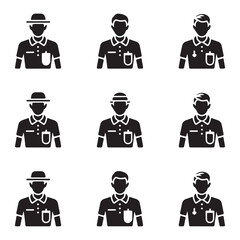 Set of Referee Gestures and Poses for Sports Officials in Black and White

