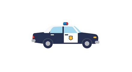 Fototapeta premium Police Car Illustration Dark Blue and White on a White Background