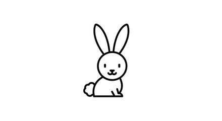 Obraz premium Cute Rabbit Line Art Illustration on White Background