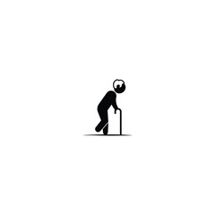 Grandpa walk with stick icon vector graphics