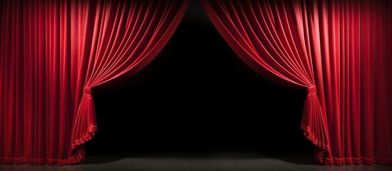 Red Velvet Curtains Reveal an Empty Stage