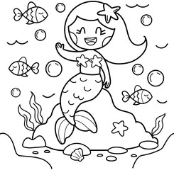 Hand drawn coloring book illustration	
