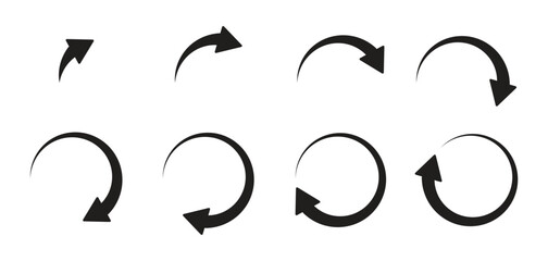 Rotation arrow vector icon with improved loading style. Sign rotate arrows. Vector illustration
