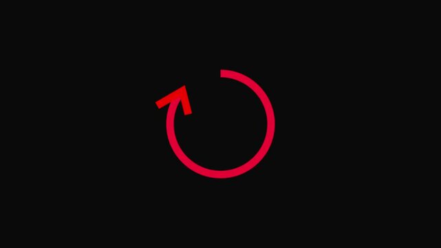 Reload icon. round arrow loading wheel animation on black background.