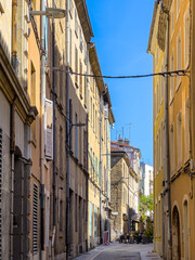 Street view of old village Valence in France