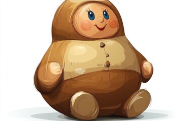 Fototapeta premium Cheerful wooden toy, isolated, white background, children's play