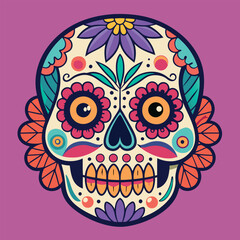 Day of the Dead Sugar Skulls Silhouette on Transparent Background