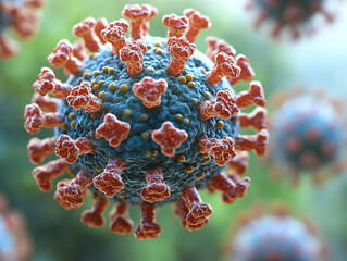 Render visualization of a generic virus, such as Covid, HIV, or other viral disease or infection