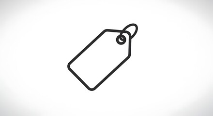 Isolated Hanging Price Tag Line Art on White Background