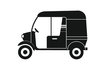 auto rickshaw silhouette isolated on white background