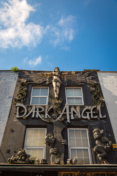 The Dark Angel statue in Camden Town, London &mdash; a striking, sensual and mysterious figure watching over the street with gothic allure and bold presence
