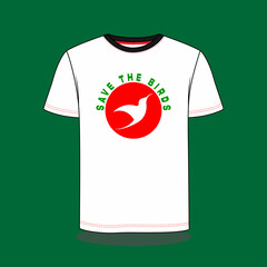 Abstract splash style vector fashionable t-shirt design for man and women. Save the birds  t-shirt design template