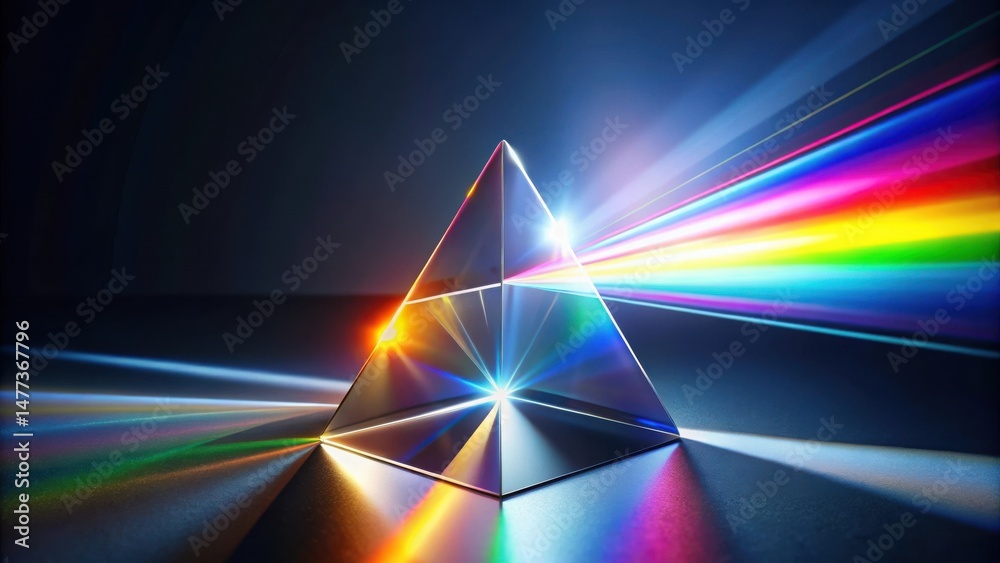Aufkleber A crystalline pyramid refracts light, displaying a vibrant spectrum of color in a captivating display of optical physics