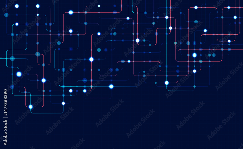Poster Circuit connect lines and dots. Network technology and Connection concept. Decentralized network nodes connections