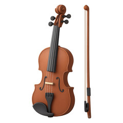 Fototapeta premium 3D Illustration violin on white background