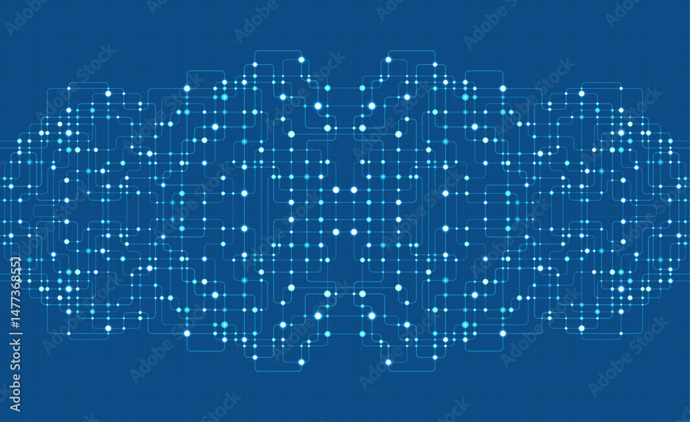 Poster Circuit connect lines and dots. Network technology and Connection concept. Decentralized network nodes connections