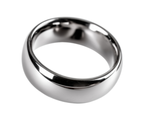 Elegant stainless steel wedding ring design for timeless commitment on a transparent background, cut out