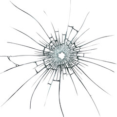 Shattered glass effect. Broken pattern with radial cracks on a dark background, vector image