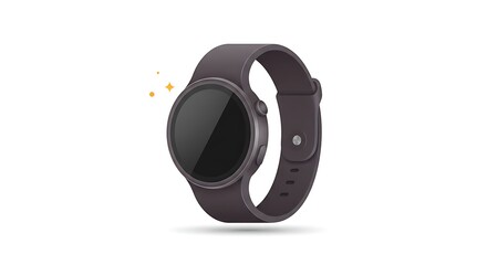 Displaying Digital Smartwatch with Gray Band on White Background