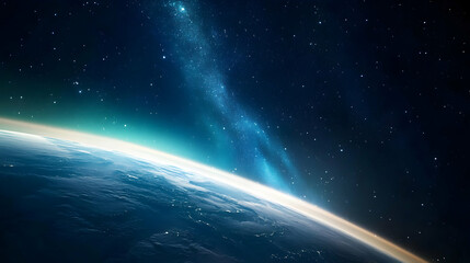 Fototapeta premium Stunning View of Earth from Space with Stars in Background