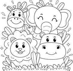 Hand drawn coloring book illustration	
