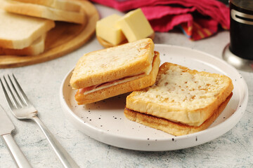 A Croque monsieur sandwich, traditional dish of French cuisine