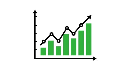 Growing Chart Showing Upward Trend with Green Bars