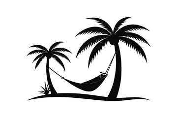 Relax hammock silhouette vector illustration isolated on a white background