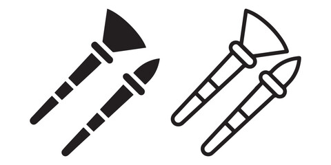 Cosmetic Brush icon set. Makeup brush illustration. Women's Makeup Tools.