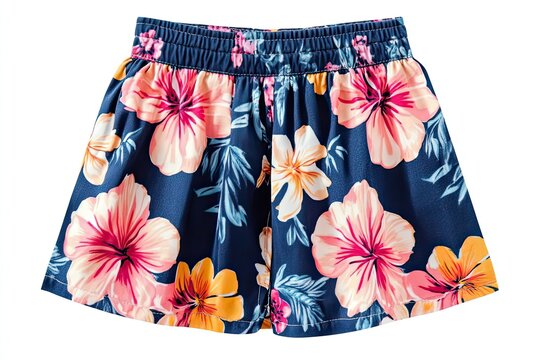 Floral print culottes for girls isolated on white background