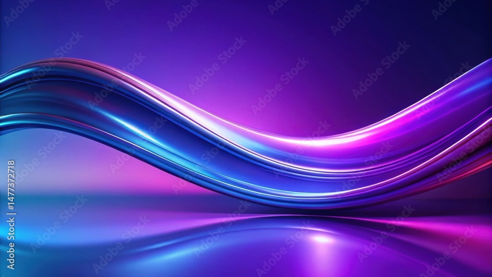 Poster Abstract Shiny Fluid Wave Design with Vibrant Purple and Blue Gradient Reflections