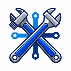Crossed Adjustable Wrenches Repair Service Logo Design
