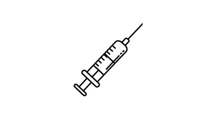 Syringe Drawing with Needle Outline on White