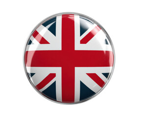 Obraz premium United Kingdom flag badge for national pride and celebration on a transparent background, cut out