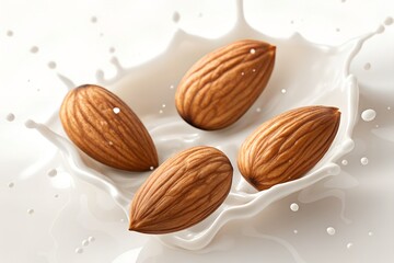 almonds with milk splash