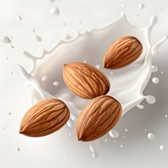 almonds with milk splash