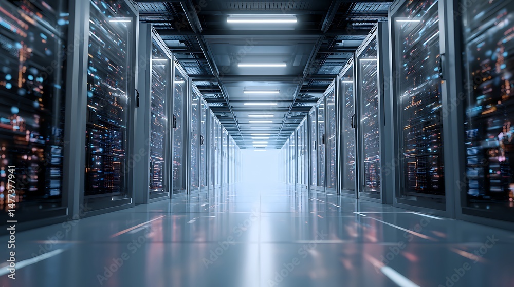 Poster The digital transformation begins at a big data center technology warehouse, initiating server information digitalization, saas, cloud computing, web service integration commences