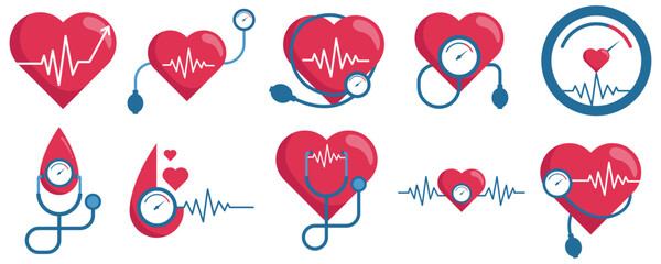 Set of world hypertension day health awareness .  High blood bressure or hypertension awareness campaign vector isolated illustration.