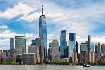 Obraz premium New York City urban architecture. New York City metropolis. New York City in USA. Streets of New York City. Lower Manhattan skyline. New York from New Jersey. Downtown Manhattan.