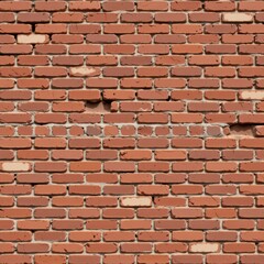 Obraz premium Close-up of a traditional red brick wall with detailed texture, irregular brick pattern, weathered surface, and mortar joints, suitable for architectural background