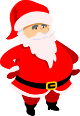 Flat design cartoon Santa Claus. Minimalist style with vibrant colors, perfect for Christmas, advertising or holiday packaging.