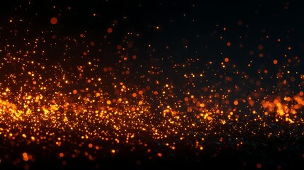 Sparks and embers flying up in the dark sky, creating a dazzling light effect on a black background