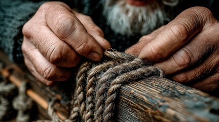 Hands making rope knots