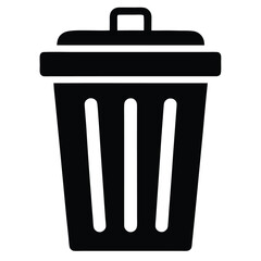 Isolated Black Garbage Bin Illustration Featuring a Lid and Three Slits Design