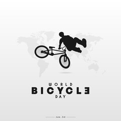 World Bicycle Day Poster with black bike silhouette vector. Bike silhouette isolated on a white background