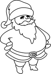 Black and white cartoon-style drawing of a standing saint posing. Vector clipart illustration.