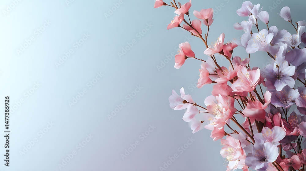 Poster Simple floral arrangement on a soft gradient background with space for text