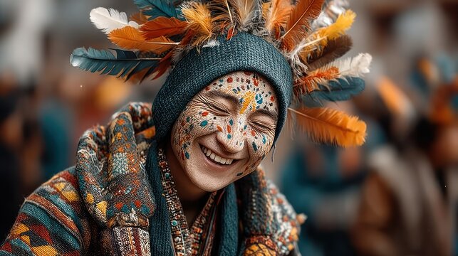 Happy person in traditional attire