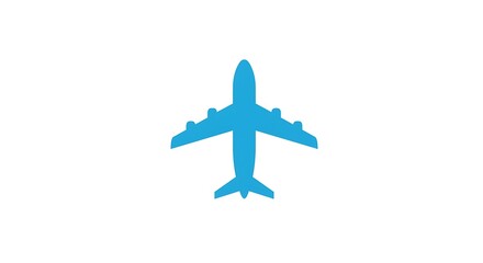 Airplane Flying Icon Blue Simple Design Illustration