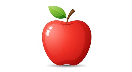 Obraz premium Isolated Red Apple with Leaf on White Background